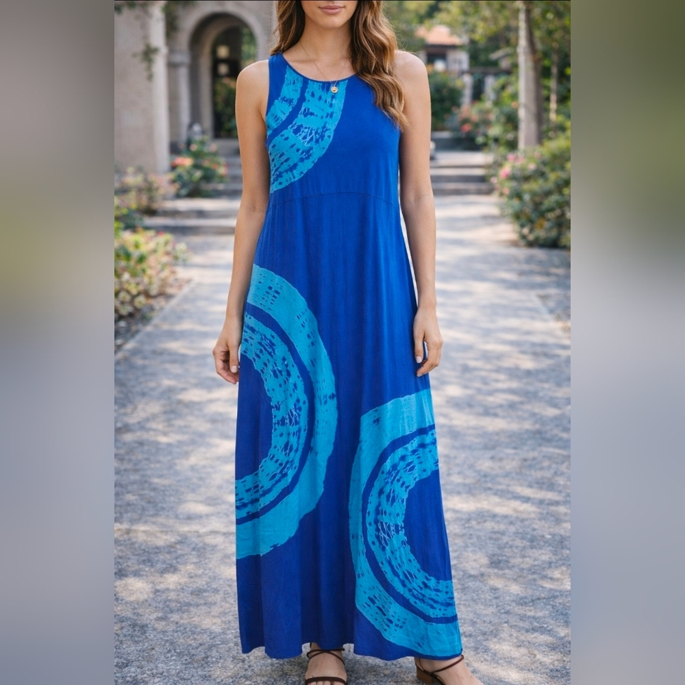 Jones New York Blue Patterned Maxi Dress